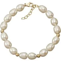 Vivance Armband 585 Gold Perlen weiß 7-7,5mm Goldkugeln
