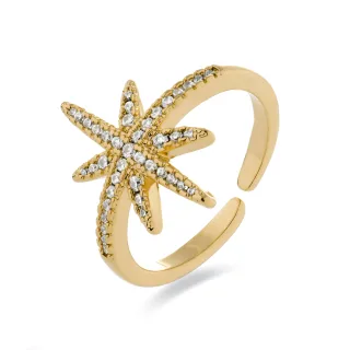Luxenter Ring mit Brillantzirkonia aus 18K Gelbgold - Oriok