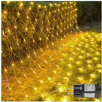 LMaxhome LED-Lichternetz Lichterkette Lichtervorhang Weihnachts Deko für Büsche Garten Zäune, 200-flammig, Mesh Lichterkette Netz mit 8 Modi Timer, 1,5x1,5m/2x2m/3x2m/6x4m