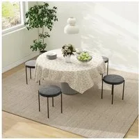 HOMCOM Esszimmerstuhl Thekenhocker mit gepolstertem Sitz, Rundhocker, Barhocker (Hocker, 4 St), für Wohnzimmer, Esszimmer, Dunkelgrau