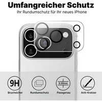 Futurea Schutzfolie 3er Kameraschutz Panzerglas für iPhone 17 16 15 14 13 12 Plus/Pro/Max, (3er Pack, 3-St., 3 Panzergläser), iPhone Schutzfolie, Panzerglas, Ultra-klar, Anti-Fingerabdrücke