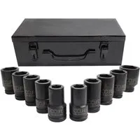 CCLIFE Steckschlüssel 10tlg. Schlagschrauber Nuss Set 3/4" & 1" Antrieb Sechskant 22-50 mm (set, 10 St)