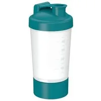 elasto Protein Shaker 400ml Fitness shaker mit Pulverfach inkl. Sieb und Skala, Shaker für Eiweiß- & Sportgetränke, auslaufsicher, einfache Reinigung