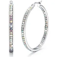 LuxusKollektion Paar Creolen Creolen Edelstahl Damen Zirkonia 40mm Silber Buntes Cz 40.0 Millimeter