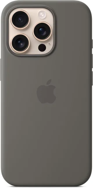 Apple Silikon Case mit MagSafe [für iPhone 16 Pro] steingrau