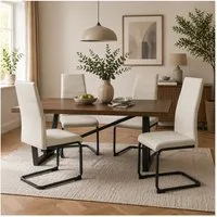 HTI-Living Freischwinger Schwingstuhl SallyP PU Beige (Set, 4 St), Freischwinger Esszimmerstuhl Kunstleder