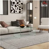 HOMCOM Couchtisch (80x45x35 cm Wohnzimmertisch, 1-St., Beistelltisch), aus gehärtetem Glas, für Wohnzimmer, Schlafzimmer, Transparent