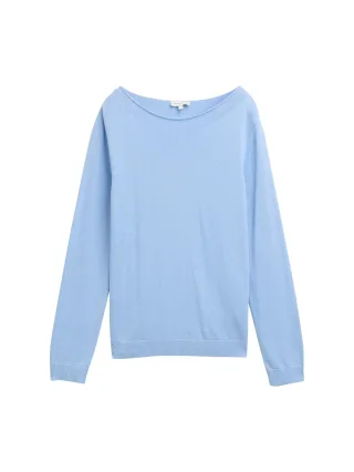 Tom Tailor - Strickpullover mit U-Boot-Ausschnitt light fjord blue - Gr. - M