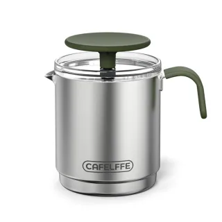 CAFELFFE Portable Manual Milk Frother Cup Stainless Steel Hand Pump Foam Maker Easy Cleaning Travel Use for Latte Cappuc