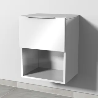 Sanipa 4balance Anbauschrank mit 1 Auszug und 1 offenem Fach, Weiß-Glanz, DG11078 DG11078