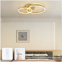ZMH LED Deckenleuchte Dimmbar Schwarz/Gold Ringe Deckenlampe Modern 46/74W Wohnzimmer, LED fest integriert, 3000-6500K, Metall aus Acryl Schlafzimmerlampe mit Fernbedienung