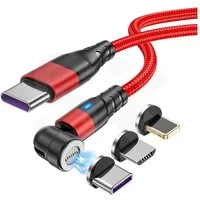 SOONTEC 100W 3 in 1 Schnellladekabel für Smartphon, Laptop, Tablet, magnetisches Ladekabel, USB-C, Lightning, Micro USB, USB zu USB-C Adapter (180 cm), 1 Meter oder 1,8 Meter