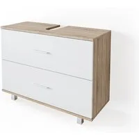 Vicco Waschbeckenunterschrank Ilias, Weiß/Sonoma, 80 x 60.8 cm (1-St) Drehbar