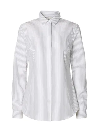 selected women - SLWROMIE LS STRIPED FITTED SHIRT NOOS Bright White - Gr. - 40