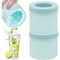 Blusmart Eiswürfelform Silikon Eiswürfelbehälter Silikon mit Deckel, (Eiskübel, runde Eiswürfelschale 2-tlg), Für Cocktailgetränke, Saft, Whisky usw