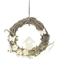 LB H&F Lilienburg Dekohänger Türkranz Frühling Frühlingsdeko Deko Eingang Dekoration Tür (Ostern Osterdeko Fensterhänger Dekohänger Fenster Fensterschmuck Wandschmuck Willkommen Girlande zum Hängen aufhängen Türschild Weide Weidenkranz Rattan Weide n