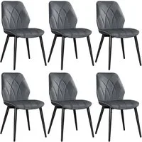 Yaheetech Esszimmerstuhl 2/4/6er Set (6 St), Küchenstühle mit Rückenlehne & Metallbeine für Wohnzimmer/Esszimmer