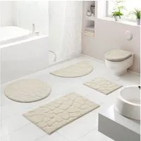 Grund Badematte Ashtar, Badvorleger, Badezimmer Teppich, 3D-Design, Höhe 20 mm, rutschhemmend beschichtet, schnell trocknend, Polyester, rechteckig, Hoch-Tief-Design mit organischer Steinoptik, Made in Europe