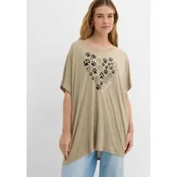 bonprix T-Shirt Oversize-Passform, Kurzarm, mit dekorativem Druck, aus Viskose