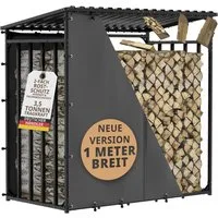 LAWA Living and Lifestyle Kaminholzregal Metall 1m tief für aussen mit Dach XXL mit Wetterschutz 30x30mm, BxTxH:185.00x105.00x185.00 cm, verzinkt, wetterfest