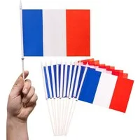 PHENO FLAGS Flagge Handfahne Frankreich Fähnchen Stockfahne Handflagge (10er Set zur Deko), Flaggen mit Stab