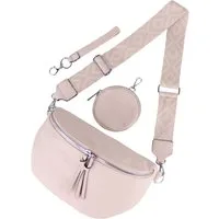 MIRROSI Bauchtasche Damen Taschen, Umhängetasche, Brusttasche, 30x19x10cm Veganes Leder (Schultertasche für jeden Anlass, (dazu 1x Schlüsselband und 1x Münzenbeutel), Crossbody Bag, Bohemian gemusterten & verstellbaren Schulterriemen