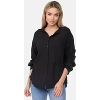 Worldclassca Hemdbluse Worldclassca Musselin Bluse Tunika Sommer Langarm Oberteil Einfarbig Neue Kollektion - Stilvolle und gemütliche Mode für Damen