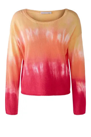 Oui - Pullover in Leinen-Baumwoll-Mischung red yellow - Gr. - 40