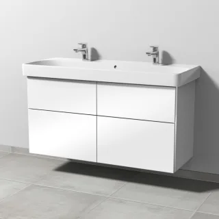 Sanipa 3way Waschtischunterbau zu Geberit Smyle Square Waschtisch mit 4 Auszügen, Weiß-Glanz BS67378