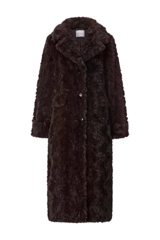 Rich & Royal - Long Faux Fur Coat chocolate torte - Gr. - 38