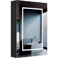 radelldar Spiegelschrank LED Badspiegelschrank mit Stauraum, Hängender Medizinschrank (1-St) mit 3 Lichtfarben & Speicherfunktion, 60 x 76 cm