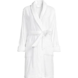 Knielanger Bademantel aus Baumwoll-Frottee, Damen, size: regular, Weiß, Baumwolle, by Lands' End