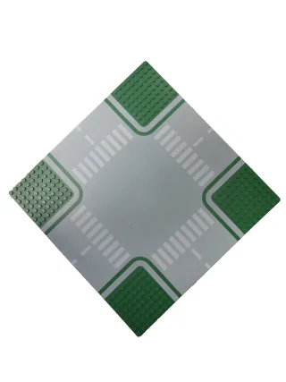 1x Lego Straßenplatte Kreuzung mit Zebrastreifen [100g 25.5x25.5x0.3cm 32x32 Noppen] grün