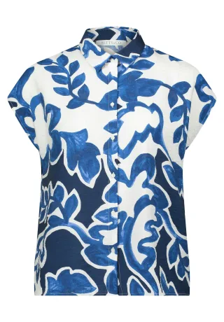 Betty & Co - Hemdbluse Weiß/Dunkelblau - Gr. - 36