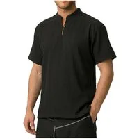 PANASIAM Kurzarmhemd Fischerhemd Herren - Fisherman Shirt aus 100% Baumwolle ohne Kragen Leichtes Sommerhemd mit Henley Ausschnitt auch als Mittelalterhemd