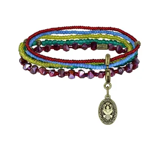 konplott - Elastisches Perlenarmband - Glamour dAfrique blau/gelb/rot