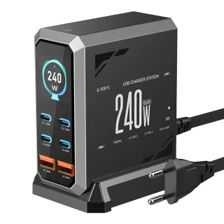 [GaN Tech] Blitzwolf® BW-S31 240W 6-Port USB PD Charger 4USB-C+2USB-A QC PD Digital Display Fast Charging Desktop Chargi