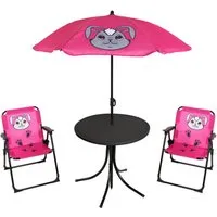 Mojawo Essgruppe 4tlg Kinder Campingmöbel Set Hase Campingstuhl Tisch Sonnenschirm