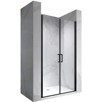 i-flair Dusch-Doppelflügeltür Duschtür Lara BLACK mit Pendeltüren aus durchsichtigem Sicherheitsglas, 74x180 cm, 6 mm Sicherheitsglas