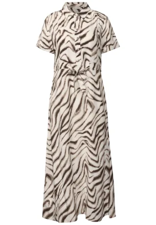 Street One - Gemustertes Blusenkleid beige - Gr. - 34