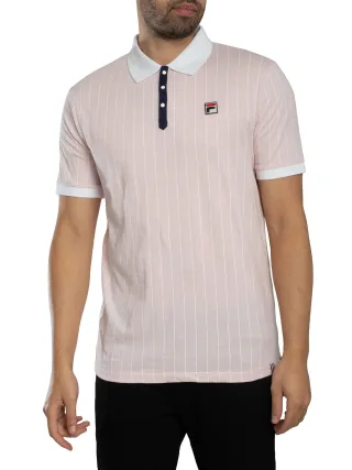 Fila Klassisches Gestreiftes Vintage-Poloshirt, Rosa