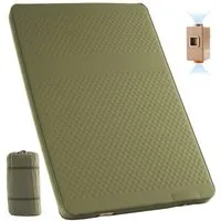 Meulbaty Isomatte Camping-Isomatte, selbstaufblasende 10 cm dicke Memory-Schaum-Isomatte, (elektrisch aufblasbare Isomatte, Luftmatratze mit R-Wert 9,5), für Outdoor, Zelt, Wandern, Auto (Armeegrün, 70 x 200 cm/136 x 200 cm)