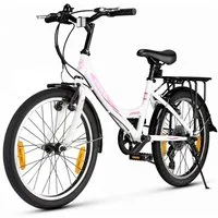 Vankel Kinderfahrrad 20 Zoll, MTB, Kinderfahrrad mit Schaltung, V-Brakes, 7 Gang, Kettenschaltung, Robustes Kinderrad mit Gepäckträger