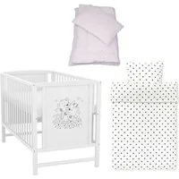 Baby-Delux Komplettbett Babybett Mia Komplettset, 7-tlg., Kinderbett 60x120 cm weiß, Bettset verschiedene Designs