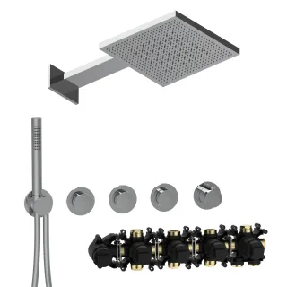 Herzbach MODUL7 PUSH-Thermostat-Set P-TF2 TWIN FLOW Chrom, 70.703723.1.01 70.703723.1.01