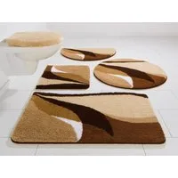 OTTO home Badematte Magnus, Badvorleger, Badezimmer Teppich, Höhe 20 mm, rutschhemmend beschichtet, schnell trocknend, strapazierfähig, Polyacryl, rechteckig, 2-tlg. Hänge-WC Set, mehrfarbig, Badteppich, Badematten auch als 2 teiliges Set & rund