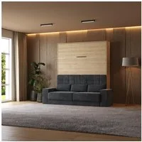SMARTBett Schrankbett SMARTBett Schrankbett M1 180x200 Vertikal inkl.Anthrazit SOFA (Schrankbett, 2-St., Schrankbett+ Sofa)