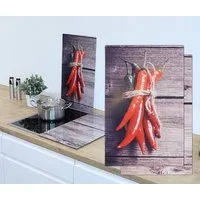 Haushalt International Herd-Abdeckplatte Herdabdeckung, (2 tlg., hygienische Oberfläche - hitzebeständig), Motivauswahl, aus spezialgehärtetem Sicherheitsglas