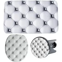 Sanilo Badaccessoire-Set 3-teilig Comfort, WC-Sitz mit Absenkautomatik, Badteppich 70 x 110 cm, Waschbeckenstöpsel, 3 tlg., hochwertig & modern, universell, leichte Montage