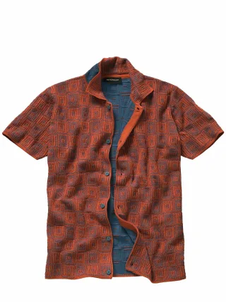 Mey & Edlich Herren Relief-Polo Rot 100 % Baumwolle
